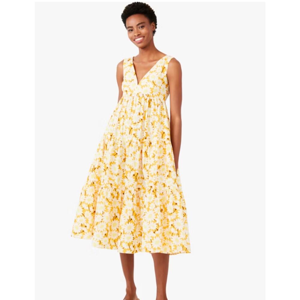 Kate Spade New York Daisy Poplin Vineyard Yellow Midi Dress Size 6 - Picture 8 of 8